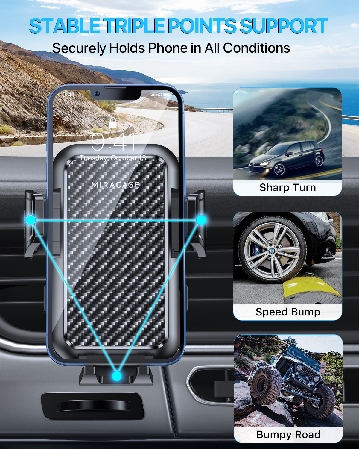 Miracase 2025 Upgrade Universal Car Phone Holder Mount for Air Vent, Sturdy and Thick Case Friendly Hands-Free Mount for iPhone, Samsung, and All Smartphones