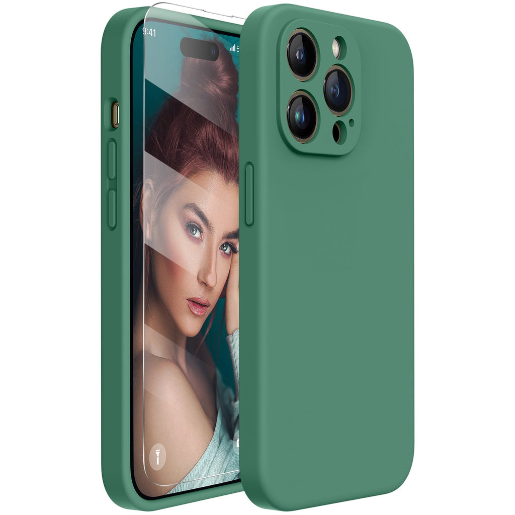 Miracase Designed for iPhone 14 Pro Max Phone Case with Screen Protector,[Upgraded Enhanced Camera Protection],Shockproof Liquid Silicone Case with Microfiber Lining,6.7 inch