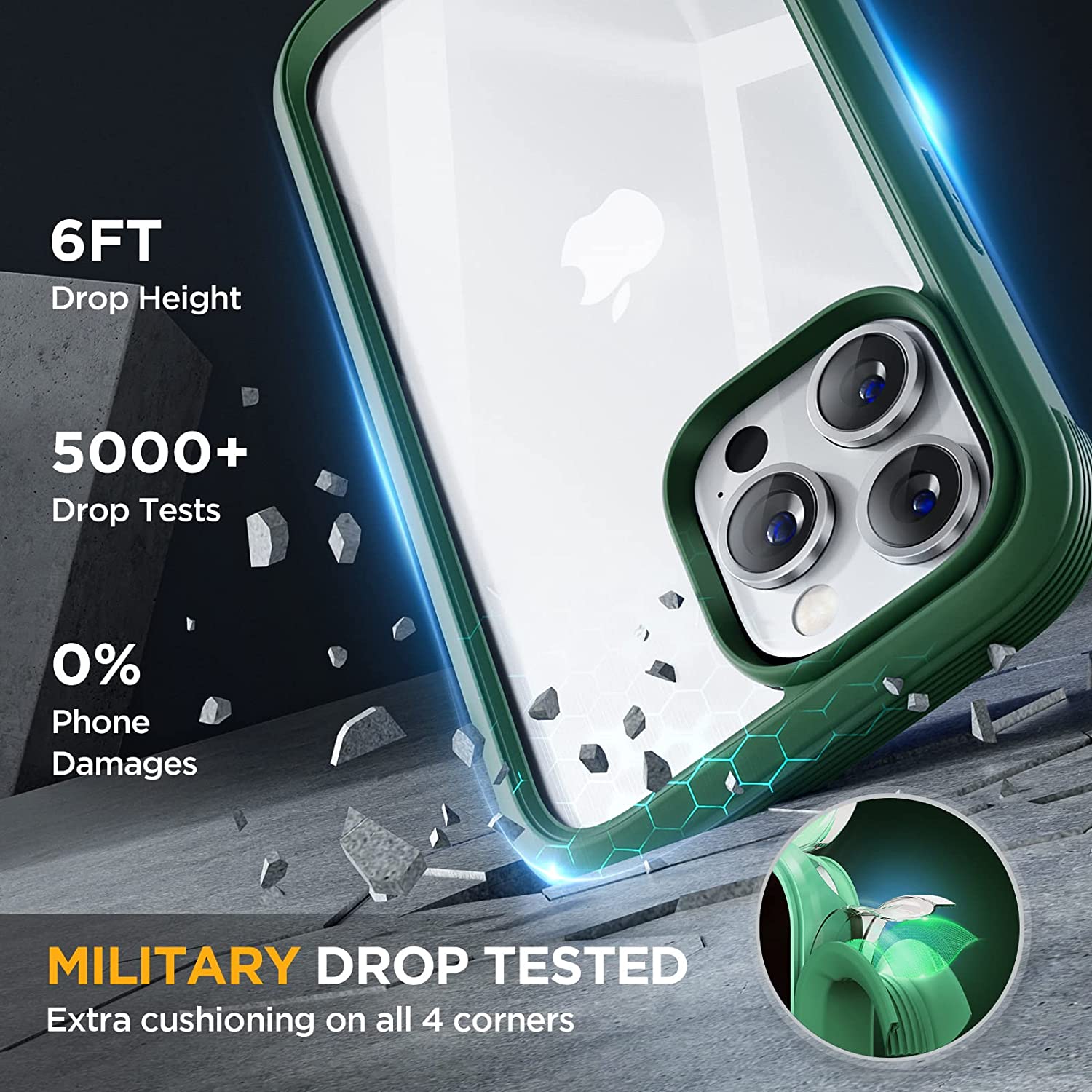 Miracase Glass Series Designed for iPhone 14 Pro Max Case 6.7 Inch, [2022 Newest] Full-Body Bumper Case with Built-in 9H Tempered Glass Screen Protector, with 2 Pcs Camera Lens Protectors