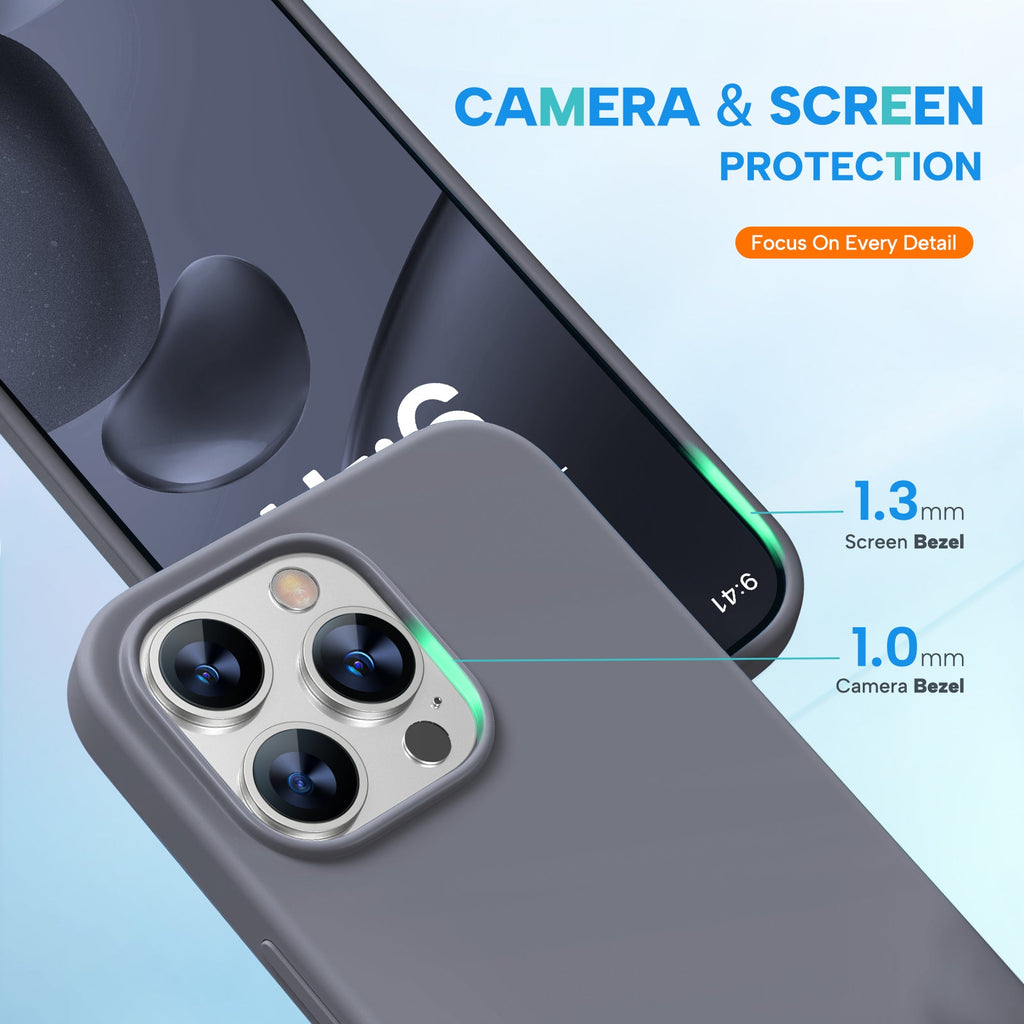 Miracase Designed for iPhone 15 Pro Max Case,[Compatible with MagSafe], [with 2 Pack Screen Protectors],Shockproof Liquid Silicone Professional Case with Microfiber Lining,6.7 inch