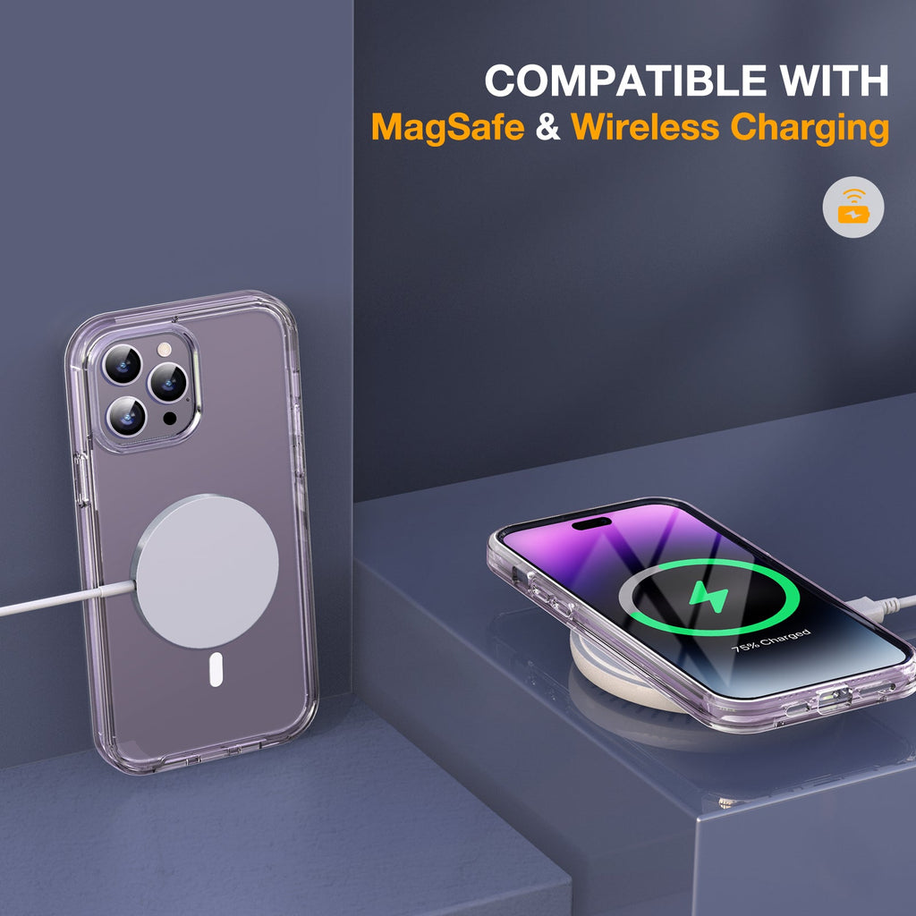 Miracase Glass Series Designed for iPhone 14 Pro Max Case 6.7 Inch, [2022 Newest] Full-Body Bumper Case with Built-in 9H Tempered Glass Screen Protector, with 2 Pcs Camera Lens Protectors