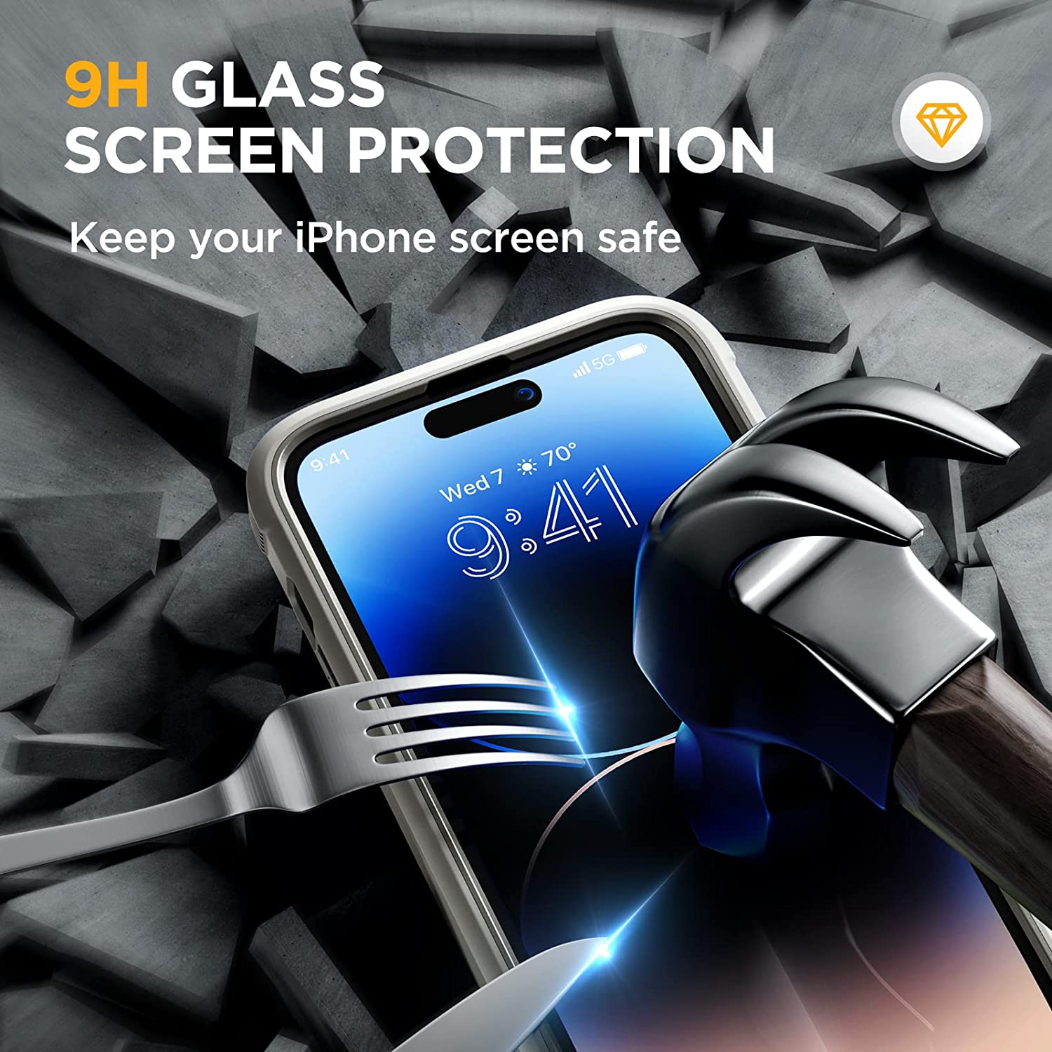 Miracase Glass Series Designed for iPhone 14 Pro Max Case 6.7 Inch, [2022 Newest] Full-Body Bumper Case with Built-in 9H Tempered Glass Screen Protector, with 2 Pcs Camera Lens Protectors