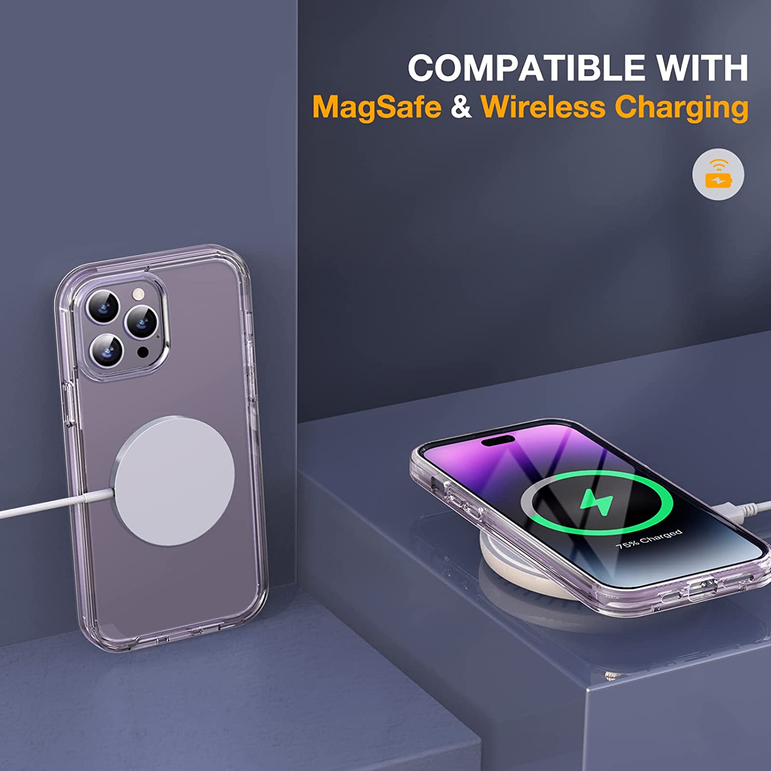 Miracase Glass Series Designed for iPhone 14 Pro Case 6.1 Inch, [2022 Newest] Full-Body Bumper Case with Built-in 9H Tempered Glass Screen Protector, with 2 Pcs Camera Lens Protectors