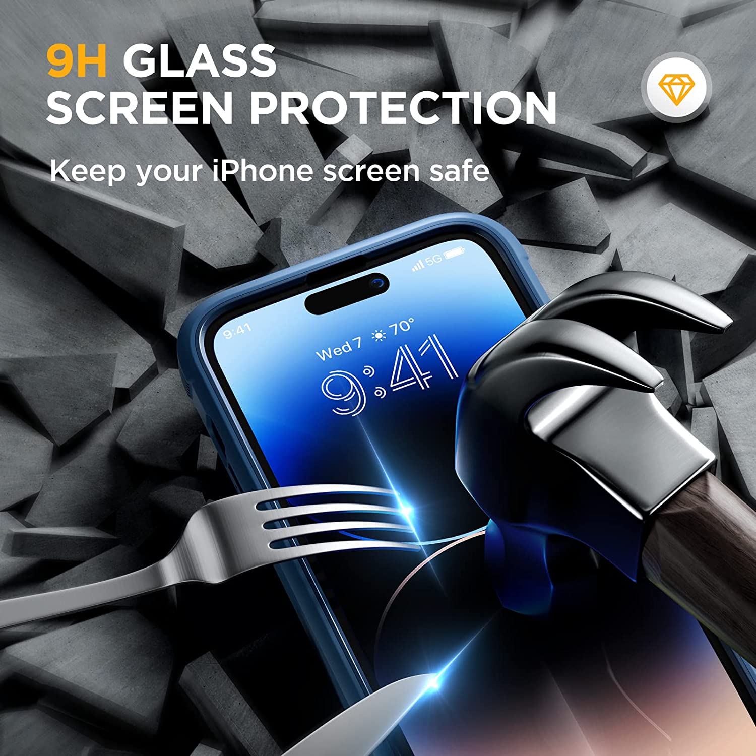 Miracase Glass Series Designed for iPhone 14 Pro Max Case 6.7 Inch, [2022 Newest] Full-Body Bumper Case with Built-in 9H Tempered Glass Screen Protector, with 2 Pcs Camera Lens Protectors