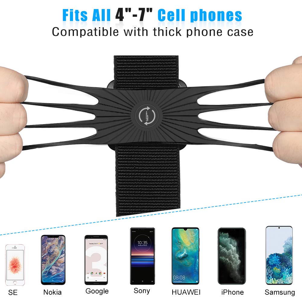 VUP Phone Armband,360° Rotatable Running Armband for Phone with Elastic Arm Band
