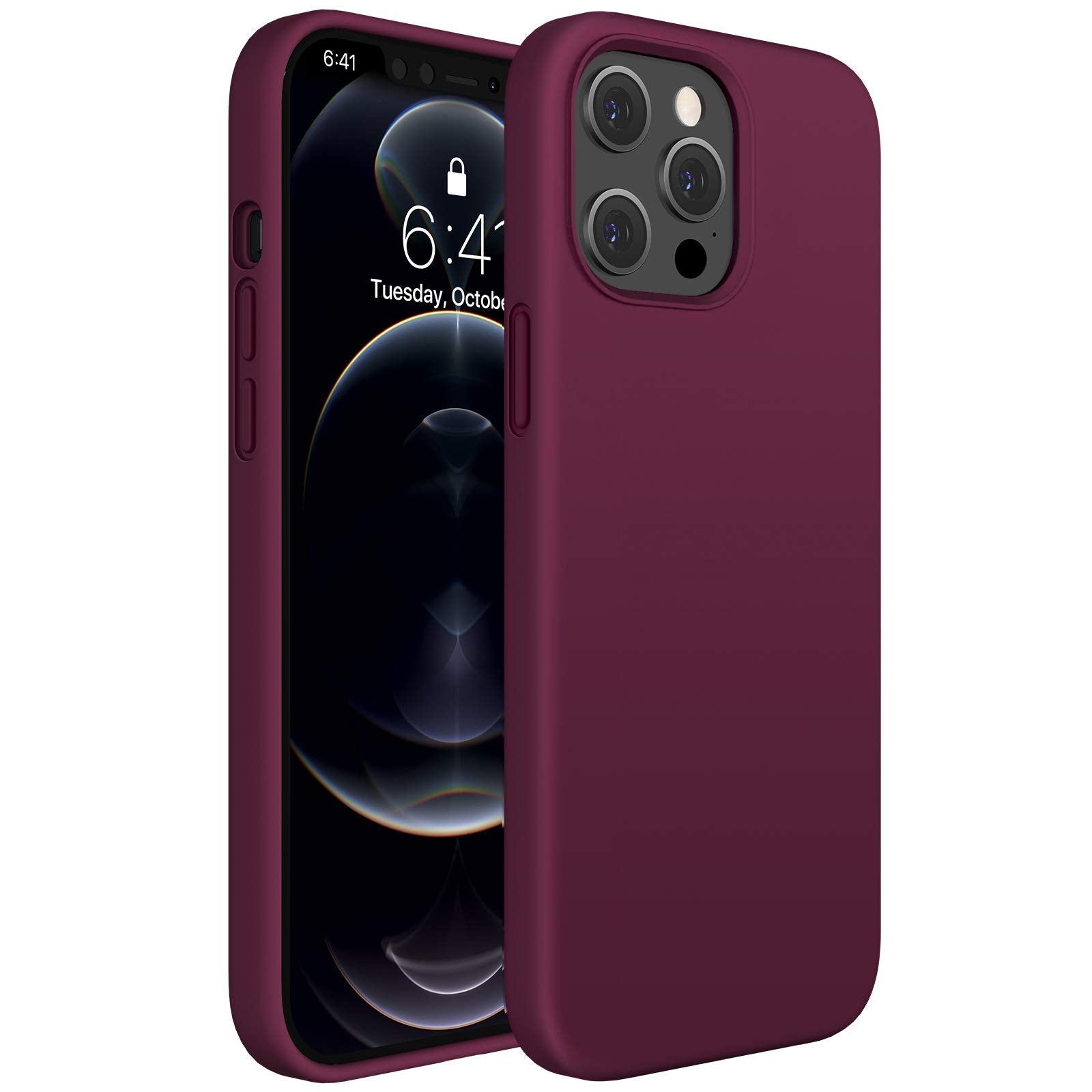 Miracase Designed for iPhone 13 Pro Max Case with Screen Protector,[Soft Anti-Scratch Microfiber Lining],Shockproof Liquid Silicone Rubber Phone Case Cover 6.7 inch