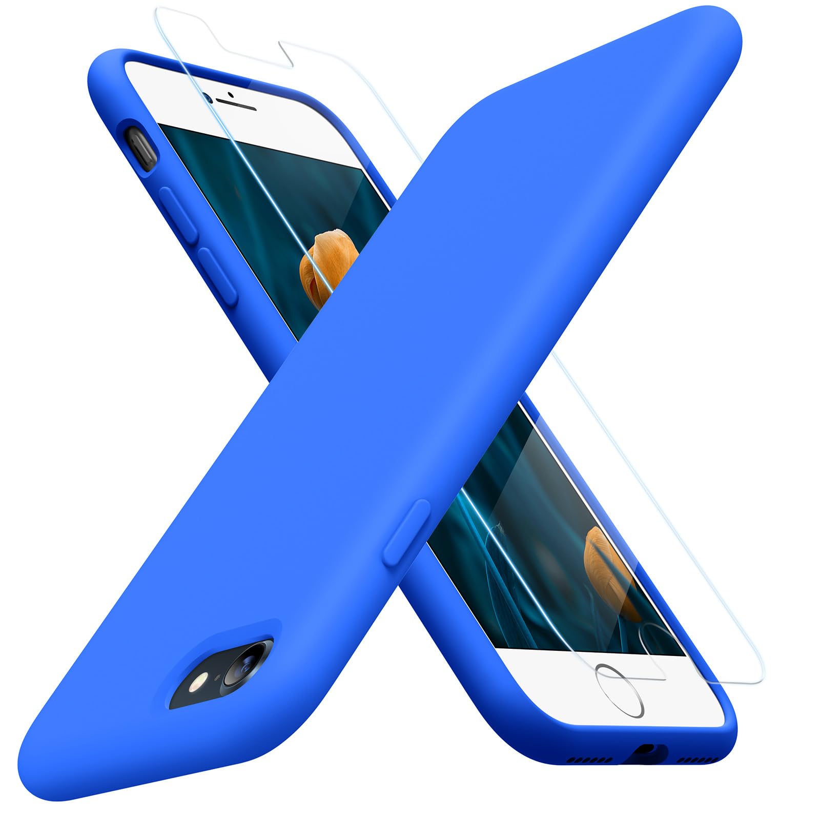 Miracase Ultra Slim Designed for iPhone SE Case 2022(3rd Gen)/iPhone SE 2020 Case(2nd Gen)/iPhone 7 Case/iPhone 8 Case with Screen Protector, Multi-Color Silicone Shockproof Phone Case