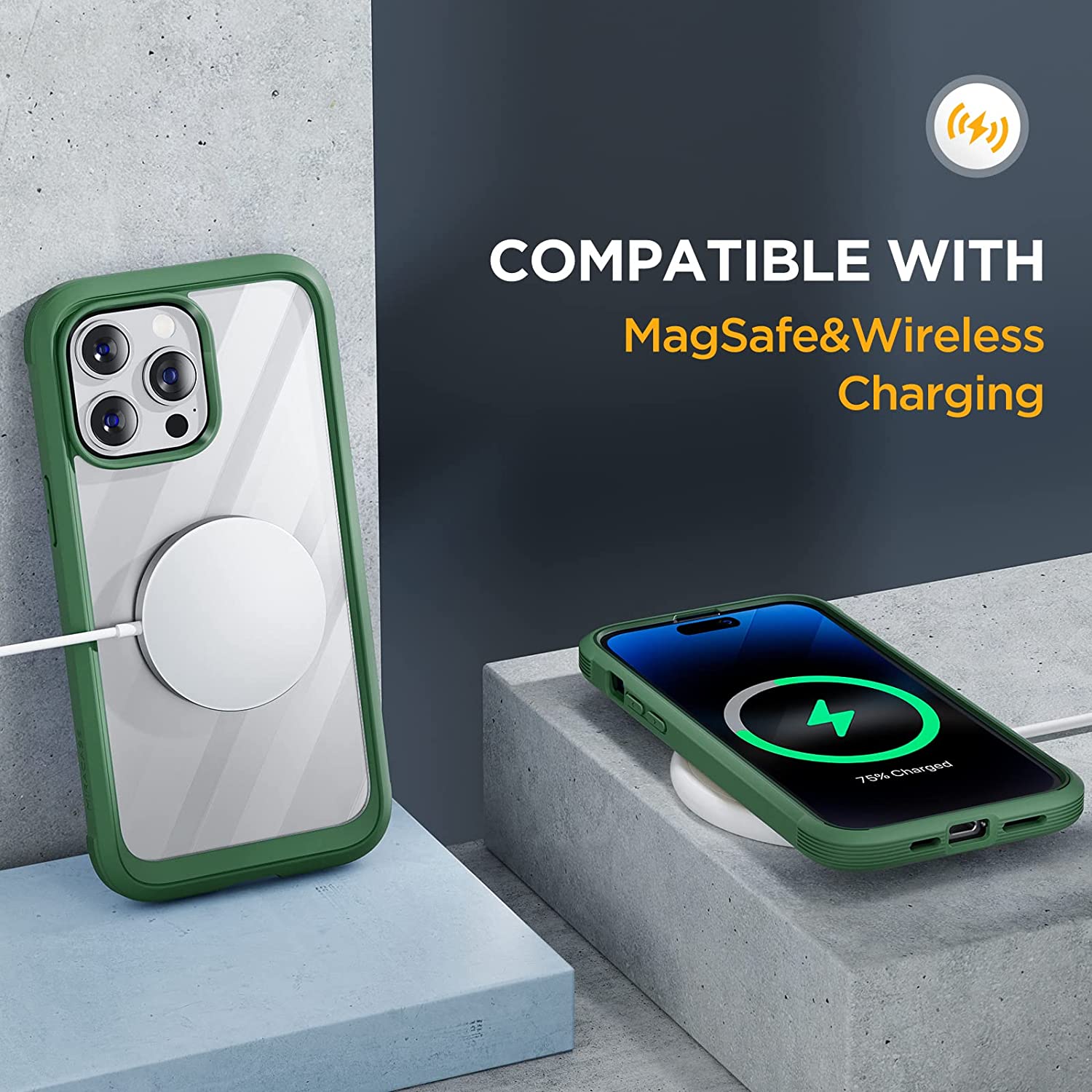 Miracase Glass Series Designed for iPhone 14 Pro Case 6.1 Inch, [2022 Newest] Full-Body Bumper Case with Built-in 9H Tempered Glass Screen Protector, with 2 Pcs Camera Lens Protectors