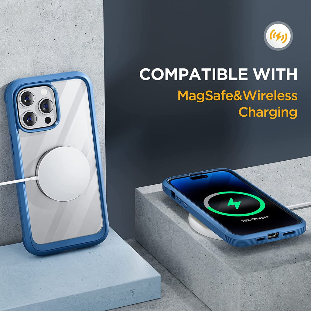 Miracase Glass Series Designed for iPhone 14 Pro Max Case 6.7 Inch, [2022 Newest] Full-Body Bumper Case with Built-in 9H Tempered Glass Screen Protector, with 2 Pcs Camera Lens Protectors