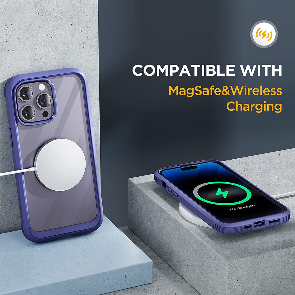 Miracase Glass Series Designed for iPhone 14 Pro Max Case 6.7 Inch, [2022 Newest] Full-Body Bumper Case with Built-in 9H Tempered Glass Screen Protector, with 2 Pcs Camera Lens Protectors