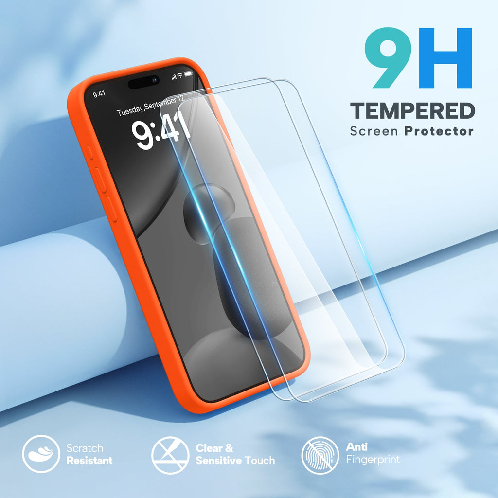 Miracase Designed for iPhone 15 Pro Max Case,[Compatible with MagSafe], [with 2 Pack Screen Protectors],Shockproof Liquid Silicone Professional Case with Microfiber Lining,6.7 inch