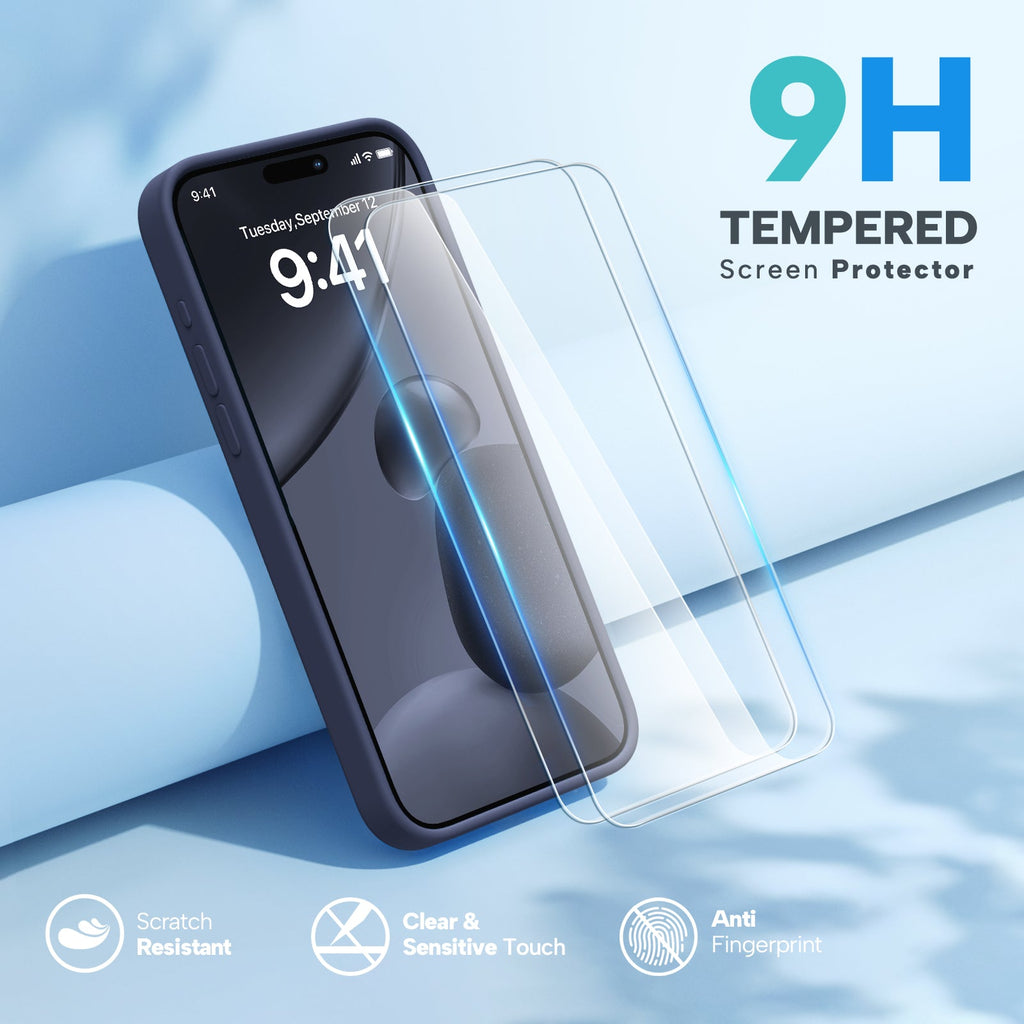 Miracase Designed for iPhone 15 Pro Max Case,[Compatible with MagSafe], [with 2 Pack Screen Protectors],Shockproof Liquid Silicone Professional Case with Microfiber Lining,6.7 inch