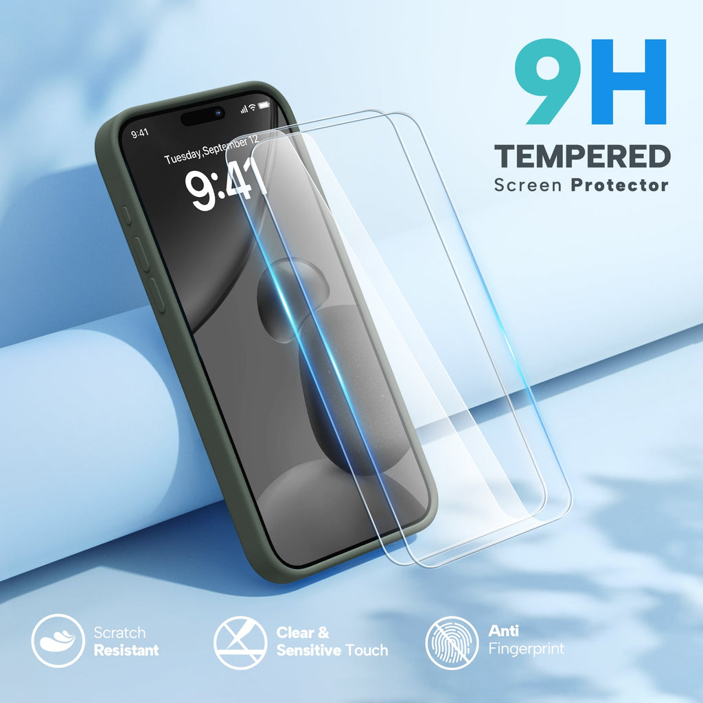 Miracase Designed for iPhone 15 Pro Max Case,[Compatible with MagSafe], [with 2 Pack Screen Protectors],Shockproof Liquid Silicone Professional Case with Microfiber Lining,6.7 inch