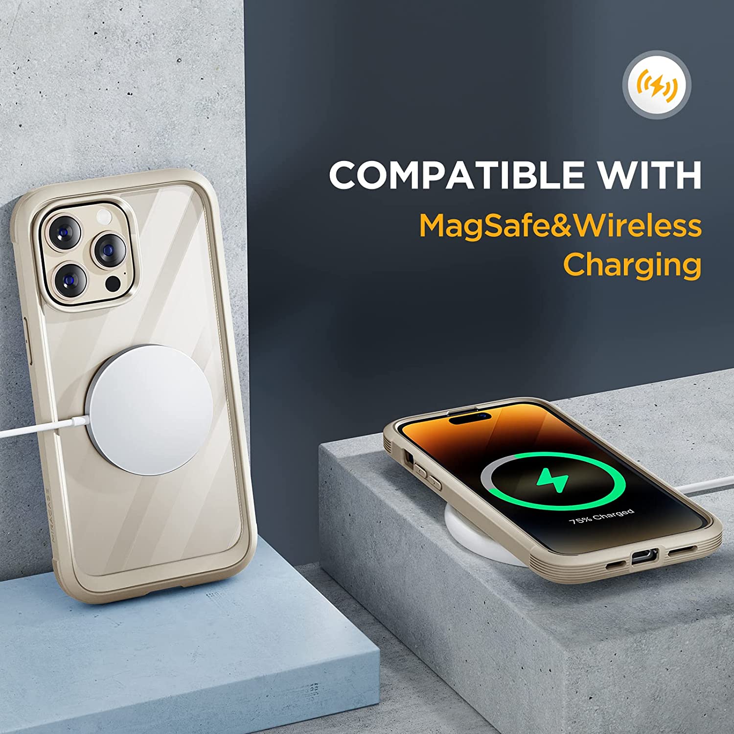 Miracase Glass Series Designed for iPhone 14 Pro Case 6.1 Inch, [2022 Newest] Full-Body Bumper Case with Built-in 9H Tempered Glass Screen Protector, with 2 Pcs Camera Lens Protectors