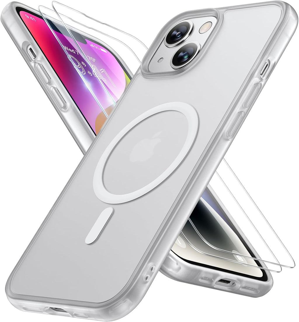 Miracase Magnetic Series for iPhone 14 Case [Compatible with MagSafe] [with 2X Screen Protectors] Military-Grade Protection, Anti-Fingerprint, Slim Design Phone Case for iPhone 14