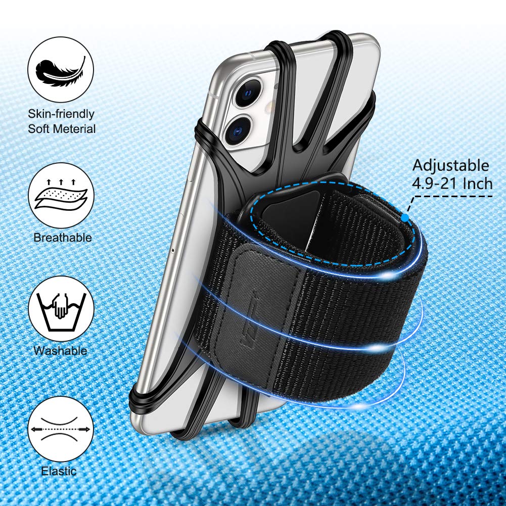 VUP Phone Armband,360° Rotatable Running Armband for Phone with Elastic Arm Band