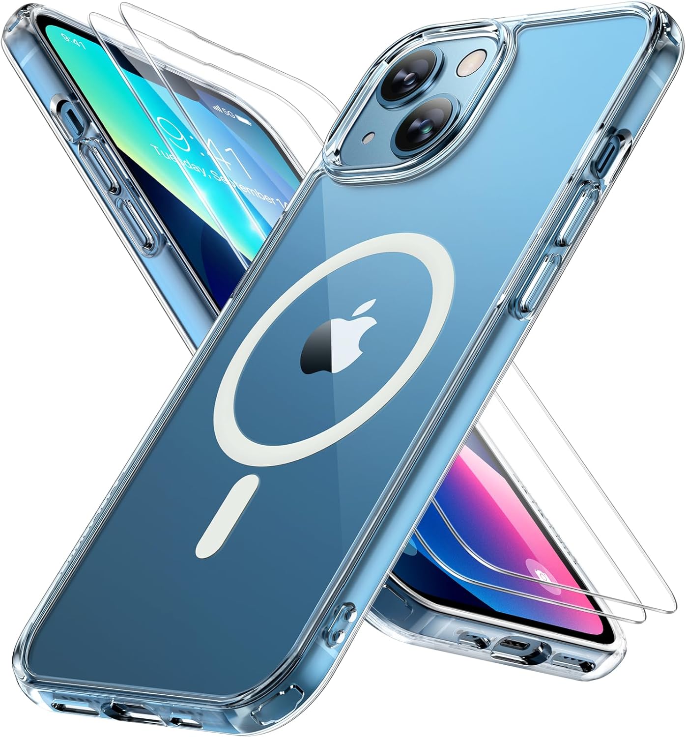 Miracase Magnetic Series for iPhone 13 Case [Compatible with MagSafe] [with 2X Screen Protectors] Military-Grade Protection, Anti-Fingerprint, Slim Design Phone Case for iPhone 13