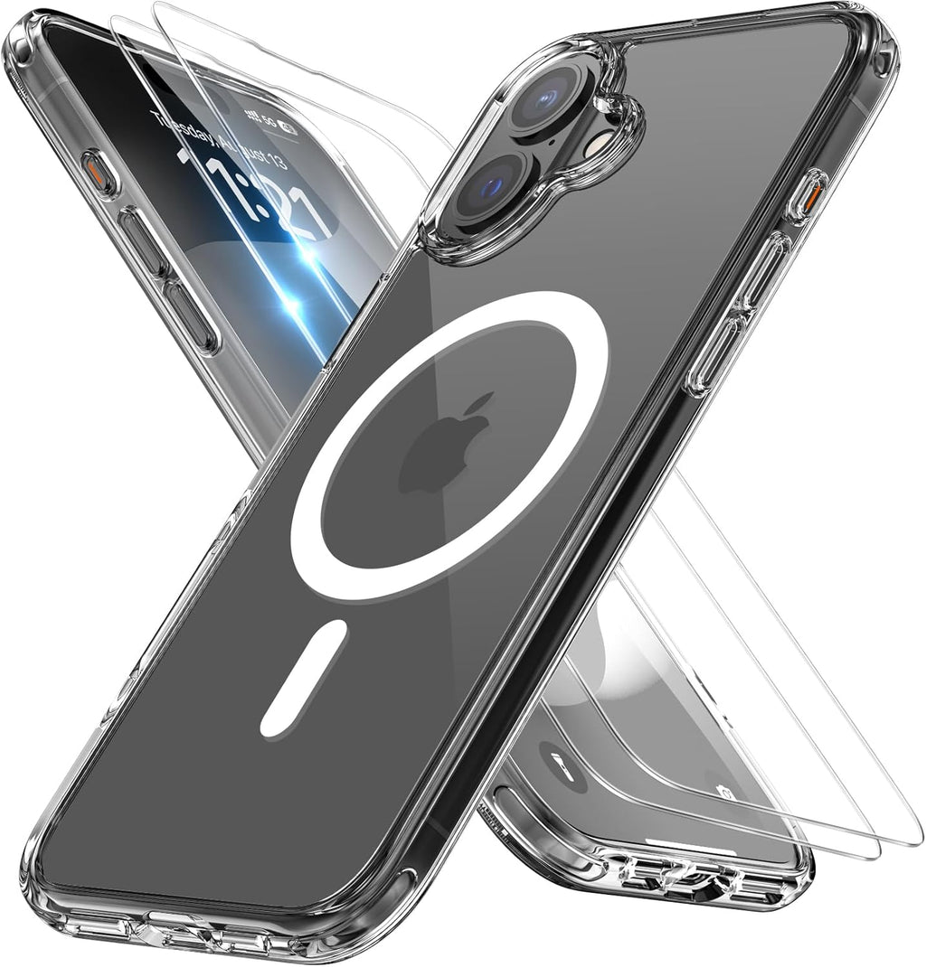 Miracase Magnetic Series for iPhone 16 Case [Compatible with MagSafe] [with 2X Screen Protectors] Military-Grade Protection, Anti-Fingerprint, Slim Phone Case for iPhone 16 6.1 inch