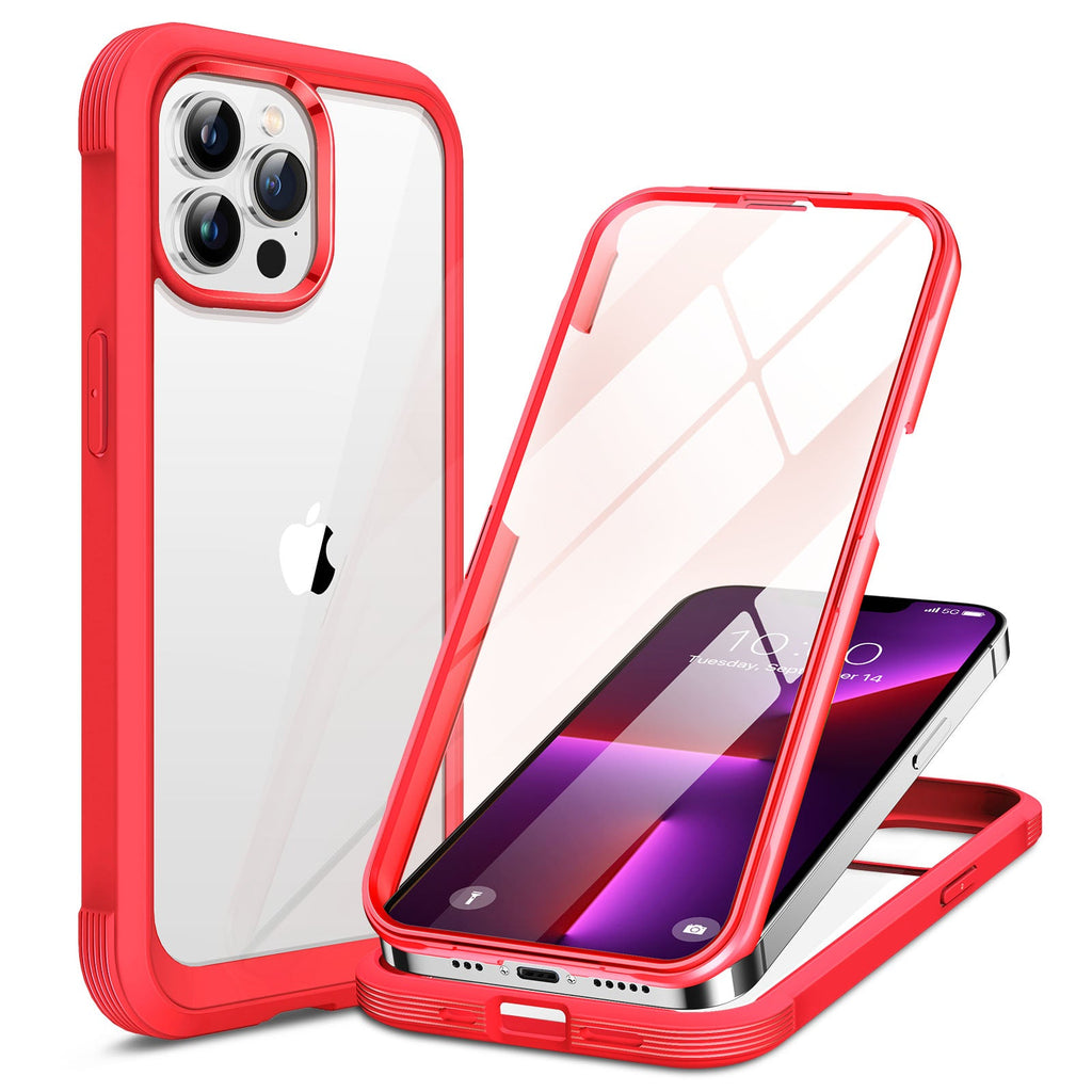 Miracase Glass Case for iPhone 13 Pro Max 6.7 inch, 2023 Upgrade Full-Body Clear Bumper Case with Built-in 9H Tempered Glass Screen Protector