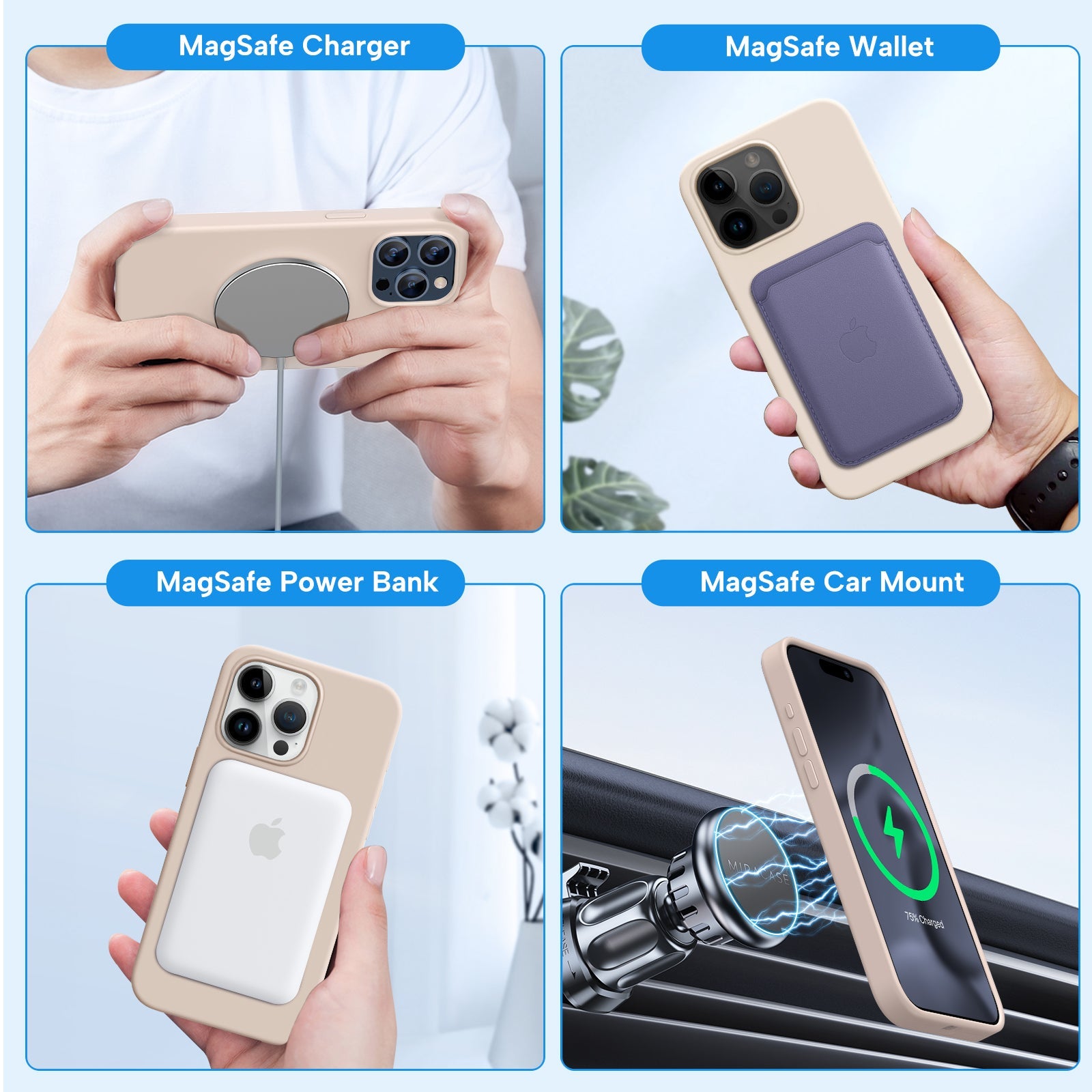 Miracase Designed for iPhone 15 Pro Max Case,[Compatible with MagSafe], [with 2 Pack Screen Protectors],Shockproof Liquid Silicone Professional Case with Microfiber Lining,6.7 inch