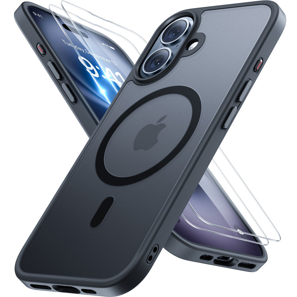 Miracase Magnetic Series for iPhone 16 Case [Compatible with MagSafe] [with 2X Screen Protectors] Military-Grade Protection, Anti-Fingerprint, Slim Phone Case for iPhone 16 6.1 inch