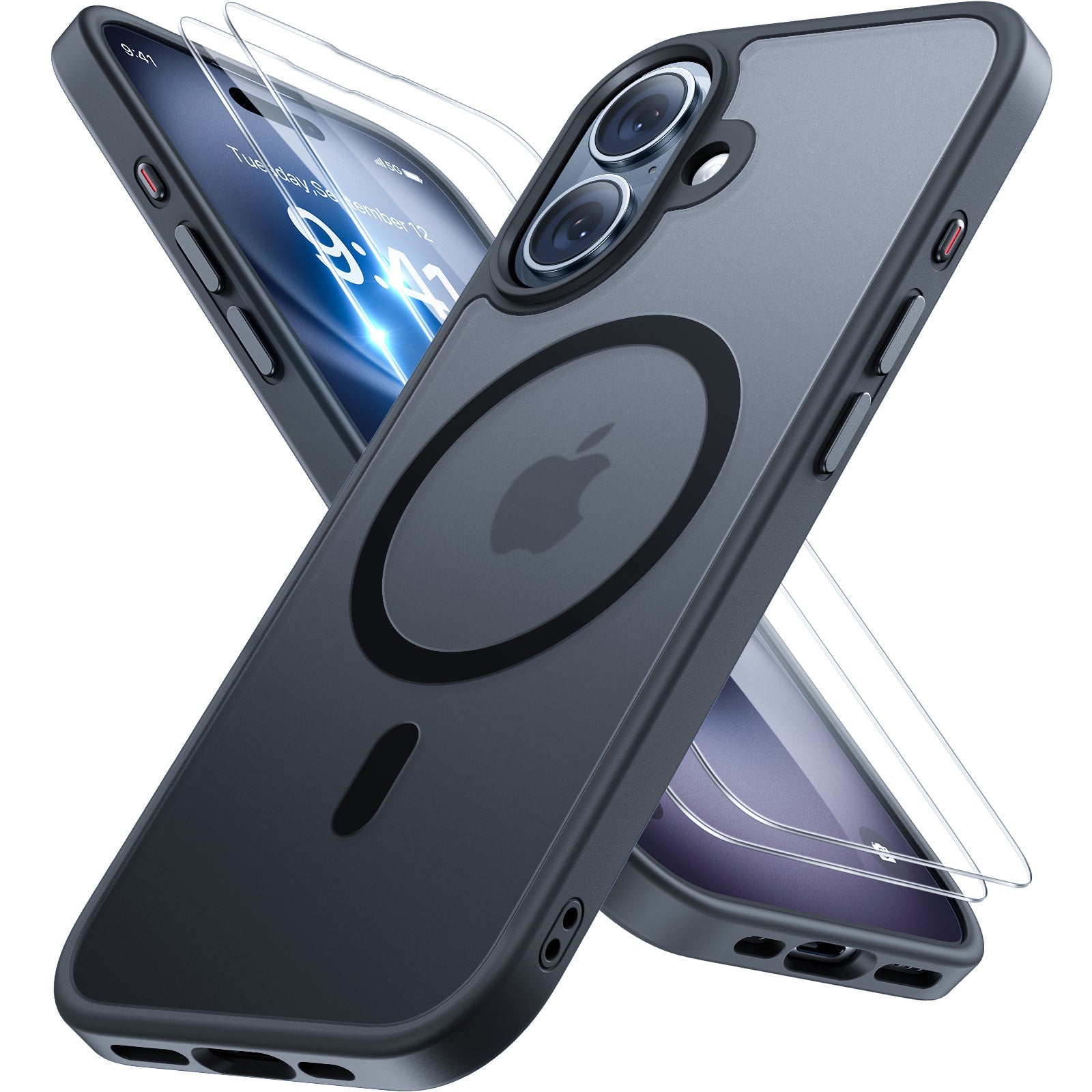 Miracase Magnetic Series for iPhone 16 Case [Compatible with MagSafe] [with 2X Screen Protectors] Military-Grade Protection, Anti-Fingerprint, Slim Phone Case for iPhone 16 6.1 inch