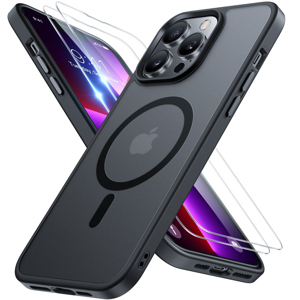Miracase Magnetic Series for iPhone 13 Pro Case [Compatible with MagSafe] [with 2X Screen Protectors] Military-Grade Protection, Anti-Fingerprint, Slim Design Phone Case for iPhone 13 Pro