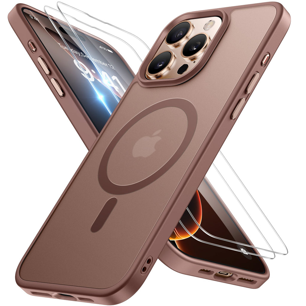 Miracase Magnetic Series for iPhone 16 Pro Case [Compatible with MagSafe] [with 2X Screen Protectors] Military-Grade Protection, Anti-Fingerprint, Slim Phone Case for 16 Pro 6.3 inch