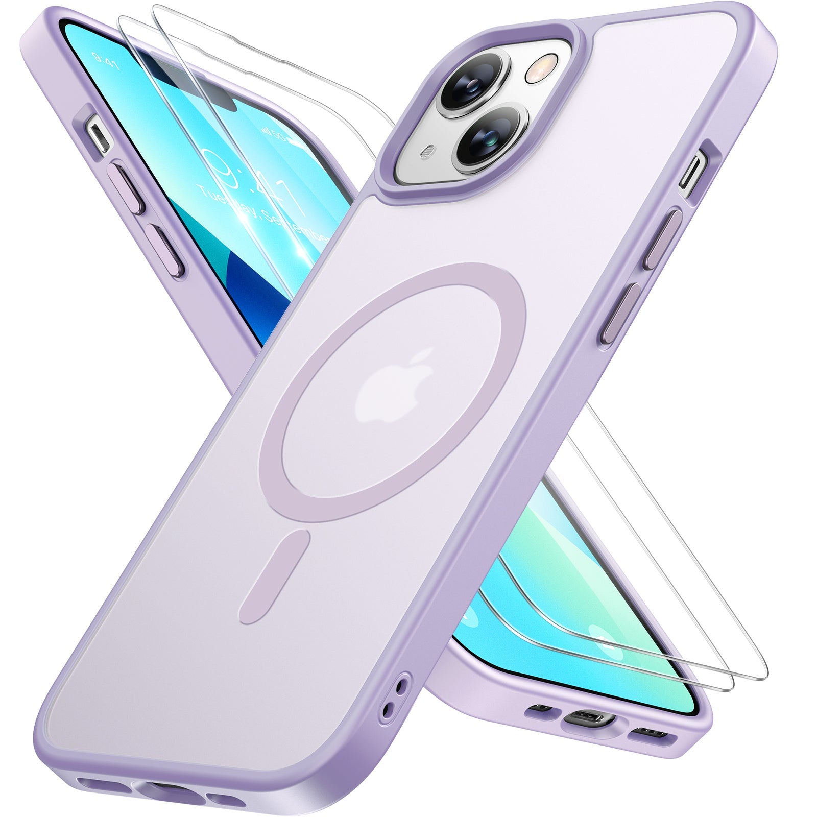 Miracase Magnetic Series for iPhone 13 Case [Compatible with MagSafe] [with 2X Screen Protectors] Military-Grade Protection, Anti-Fingerprint, Slim Design Phone Case for iPhone 13