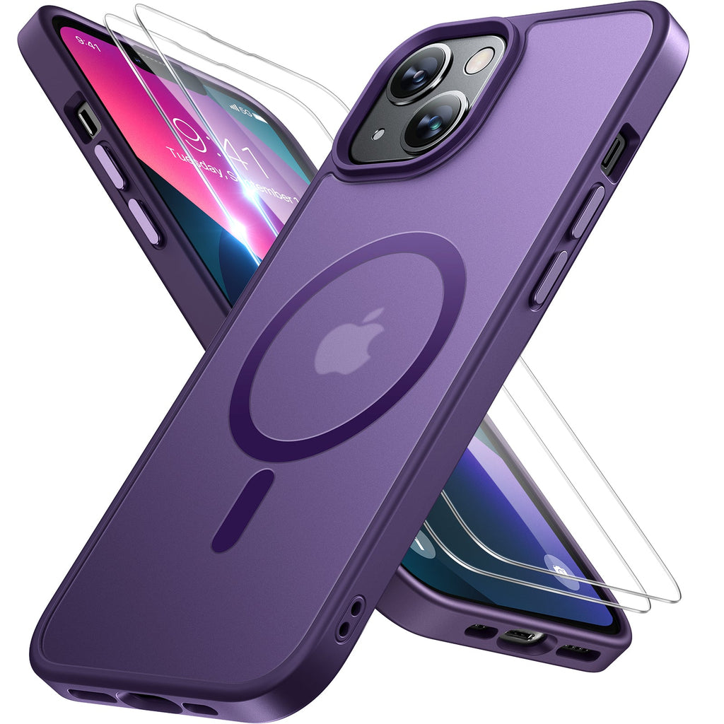 Miracase Magnetic Series for iPhone 13 Case [Compatible with MagSafe] [with 2X Screen Protectors] Military-Grade Protection, Anti-Fingerprint, Slim Design Phone Case for iPhone 13