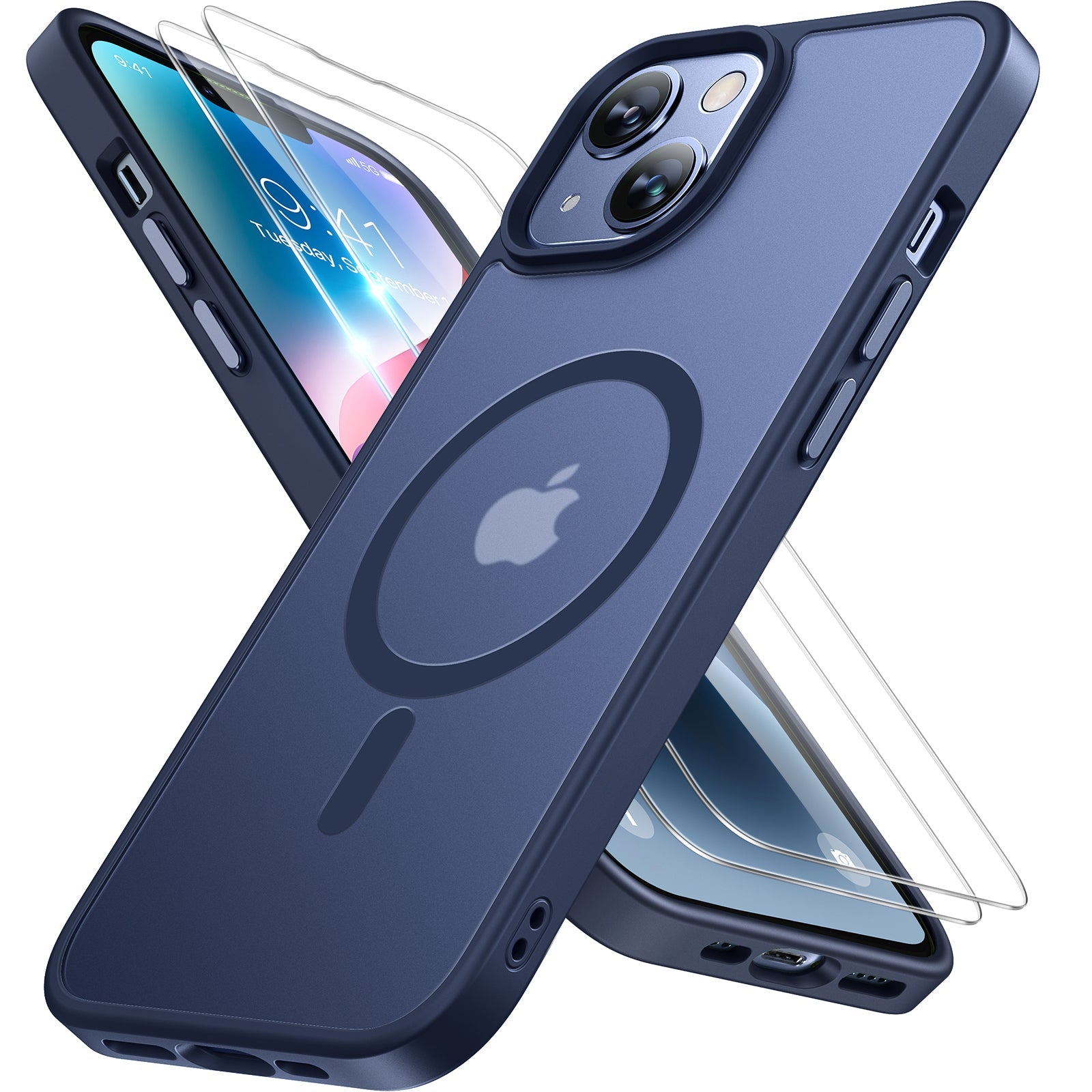 Miracase Magnetic Series for iPhone 14 Plus Case [Compatible with MagSafe] [with 2X Screen Protectors] Military-Grade Protection, Anti-Fingerprint, Slim Design Phone Case for iPhone 14 Plus