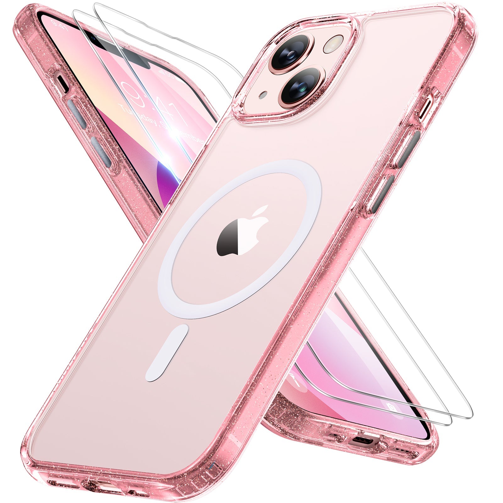 Miracase Magnetic Series for iPhone 13 Case [Compatible with MagSafe] [with 2X Screen Protectors] Military-Grade Protection, Anti-Fingerprint, Slim Design Phone Case for iPhone 13