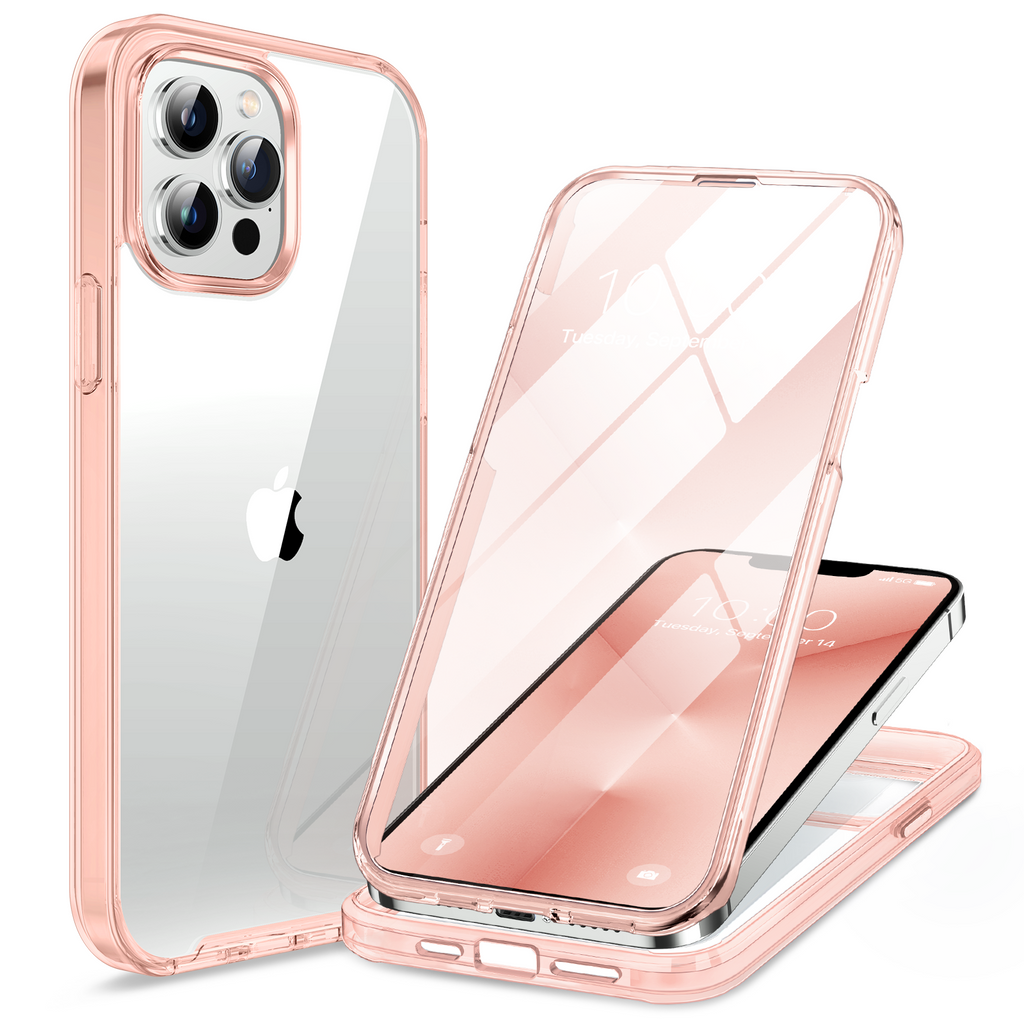 Miracase Glass Case for iPhone 13 Pro Max 6.7 inch, 2023 Upgrade Full-Body Clear Bumper Case with Built-in 9H Tempered Glass Screen Protector