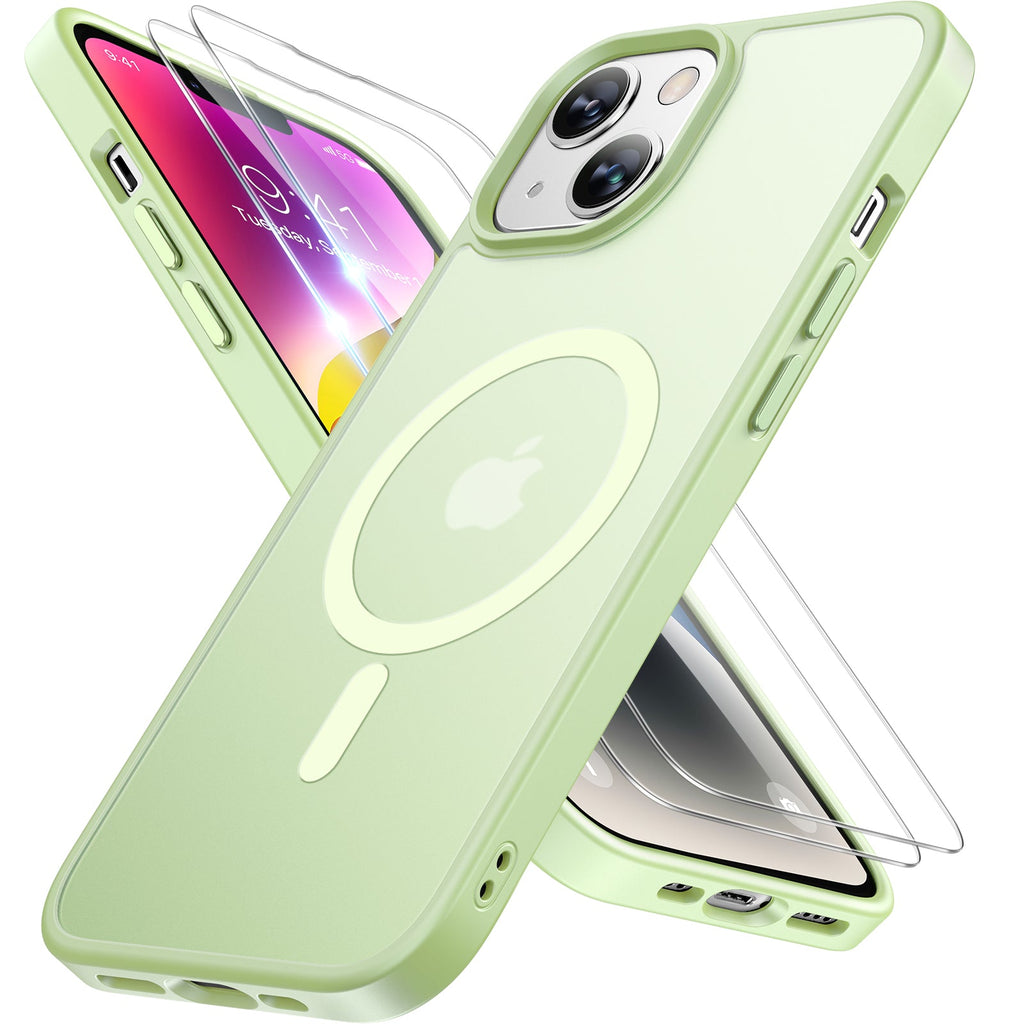 Miracase Magnetic Series for iPhone 14 Case [Compatible with MagSafe] [with 2X Screen Protectors] Military-Grade Protection, Anti-Fingerprint, Slim Design Phone Case for iPhone 14