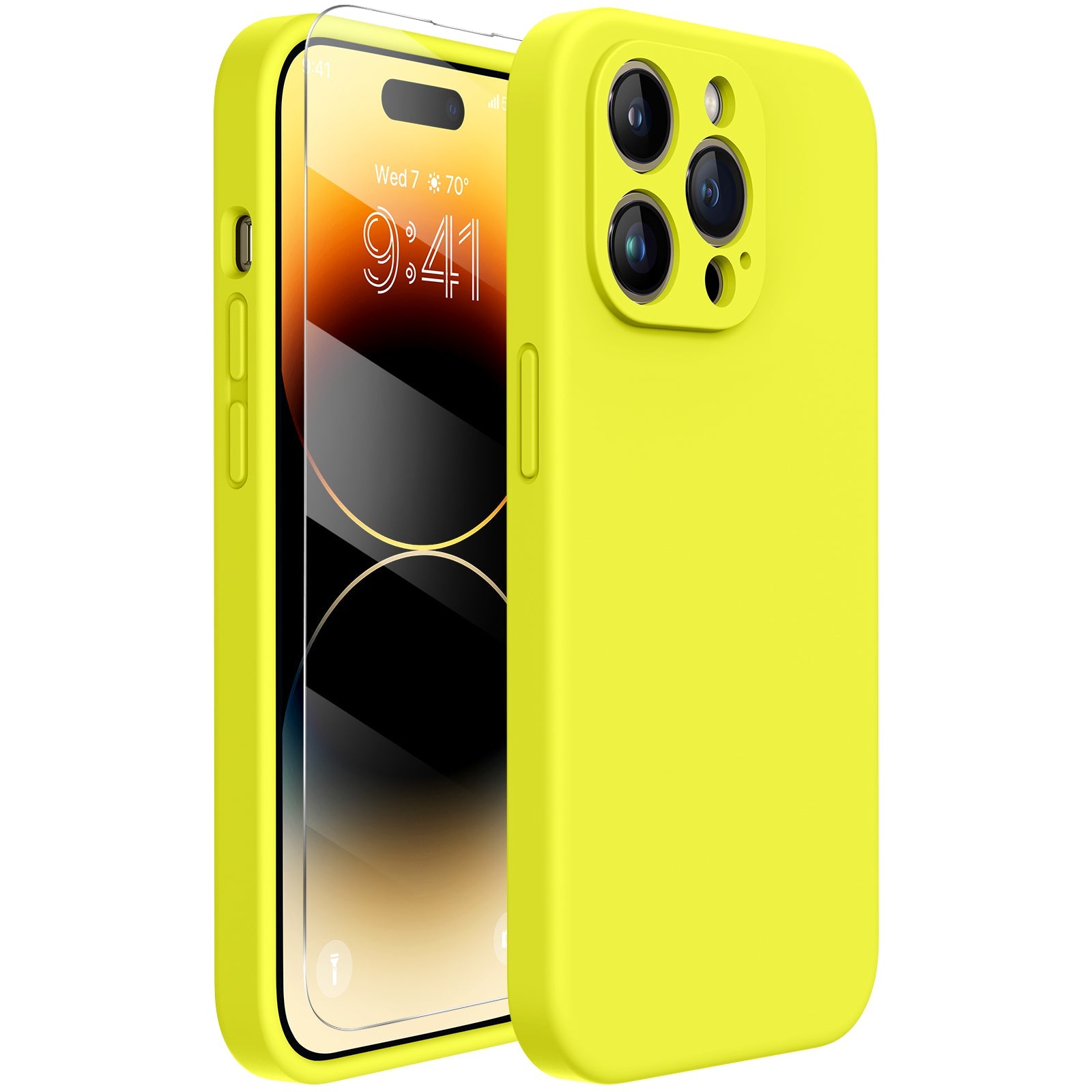 Miracase Designed for iPhone 14 Pro Max Phone Case with Screen Protector,[Upgraded Enhanced Camera Protection],Shockproof Liquid Silicone Case with Microfiber Lining,6.7 inch