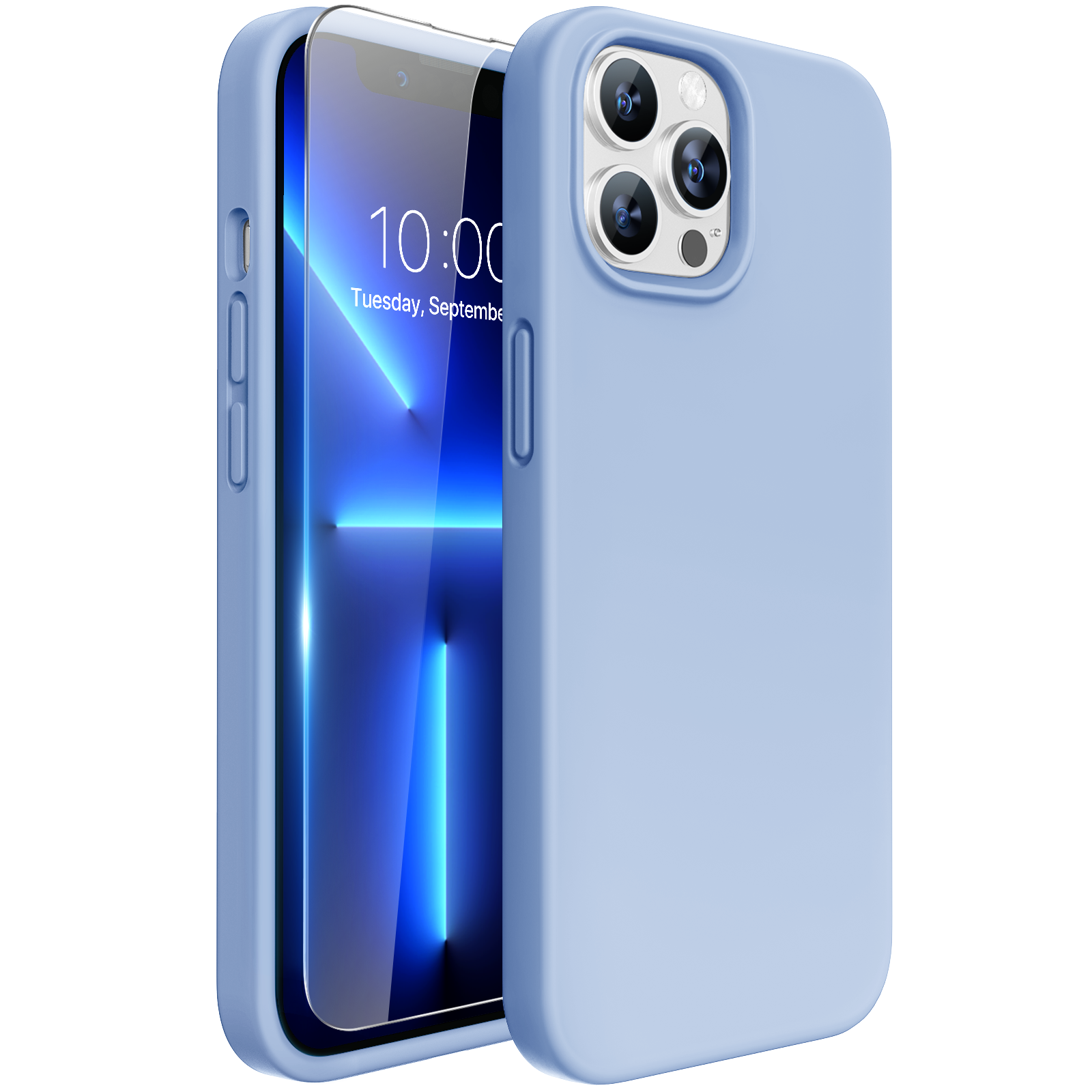 Miracase Designed for iPhone 13 Pro Max Case with Screen Protector,[Soft Anti-Scratch Microfiber Lining],Shockproof Liquid Silicone Rubber Phone Case Cover 6.7 inch