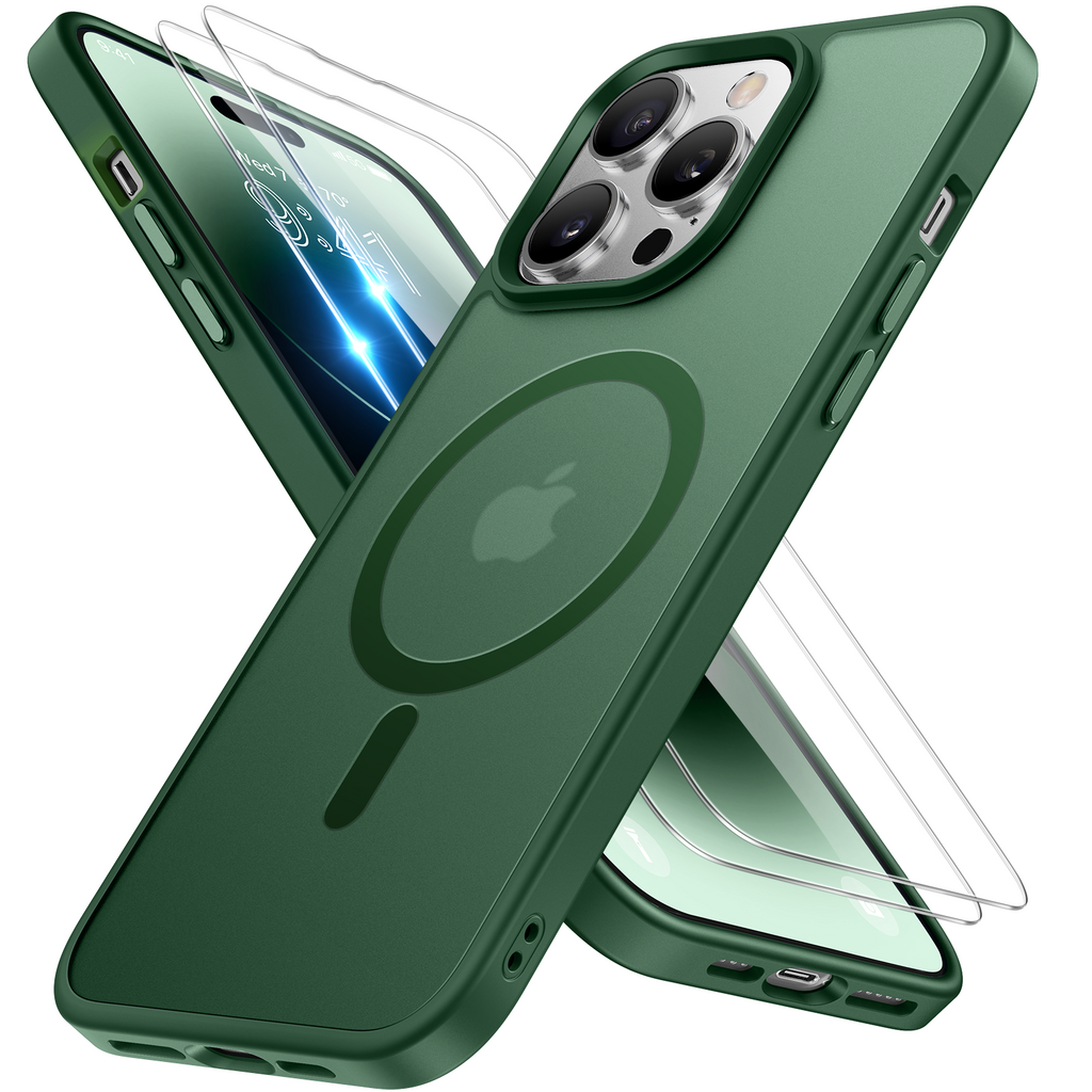 Miracase Magnetic Series for iPhone 14 Pro Max Case [Compatible with MagSafe] [with 2X Screen Protectors] Military-Grade Protection, Anti-Fingerprint, Slim Phone Case for iPhone 14 Pro Max